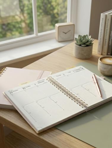 Light Pink 2026-2027 Weekly Planner 6.25x8.5 Inch Academic Calendar with Tabs