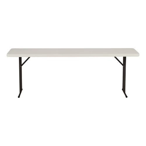 Norwood Commercial Furniture 8' Indoor/Outdoor Folding Training Table, Rectangular Blow-Molded Plastic Folding Training and Event Table, Gray