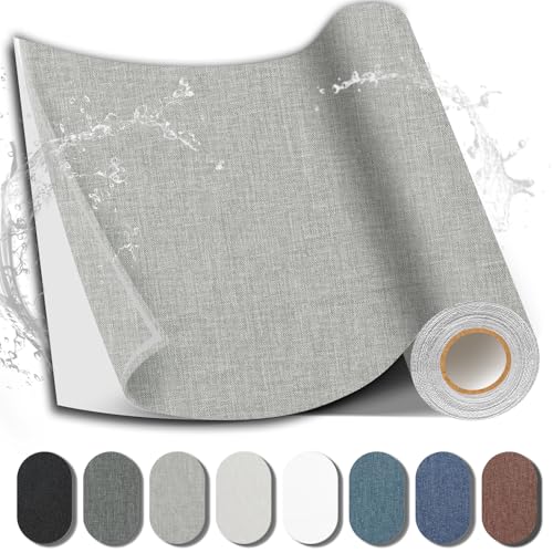 Fabric Repair Patch, 17X158 Inch Fabric Large Repair Tape, Self-Adhesive Patches for Furniture, Sofa, Car Interior, Shoes, Hand Bag, Clothing (Grey, 17X158 Inch)