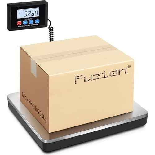 Fuzion Shipping Scale 440lb x 10g Accuracy, Postal Scale with Hold/Tare, Digital Shipping Scale for Packages Small Business, Luggage, Battery & AC/DC Adapter