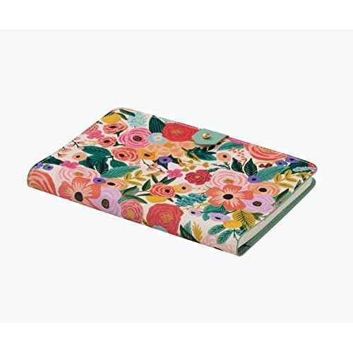 RIFLE PAPER CO. Garden Party Refillable Folio Journal, Canvas Paper Front Cover and Clear Plastic Back Cover, 88 Ruled Pages, Printed in Full Color with Double Spiral-Binding