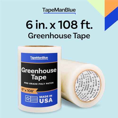 6" x 108' Roll of Greenhouse Repair Tape, Made in USA, Heavy Duty, Clear Poly Patch Tape for Repairing Greenhouses and Plastic Sheeting, UV Resistant Polyethylene Film for Seaming & Splicing