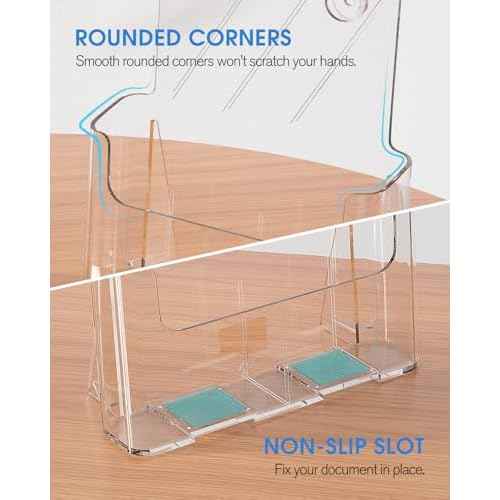 KTRIO Acrylic Brochure Holder 8.5 x 11 Clear Flyer Display Stand, Plastic Literature Holder for Trifold Brochures, Magazines, Menus, Pamphlets, Booklets, Documents, Desk or Wall Mount, 2 Pack