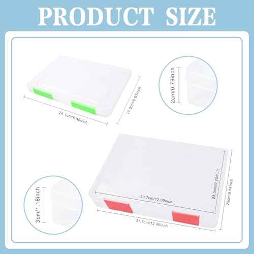 12 Pcs Clear A4 A5 File Box Document Plastic Storage Box with 48 Labels File Holder Organizer Paper Plastic Case Magazine Protector with Buckle Office School Supplies