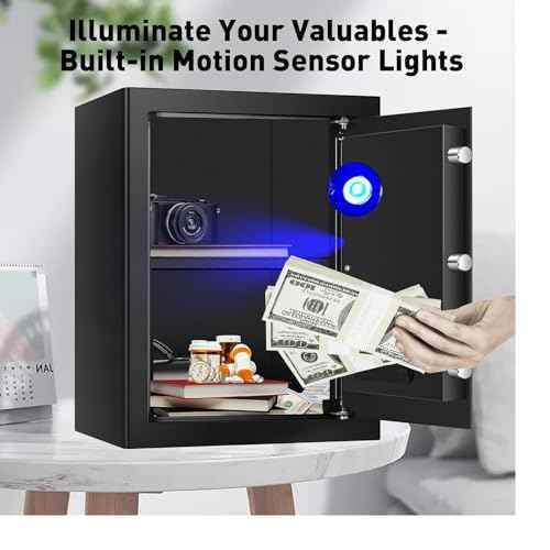 3.3 Cubic Feet Large Safes for Home Use Fire and Water proof, Digital Security Safe with Key and Combination, Home Safes Water and Fireproof for Firearm Medicine Money Valuables