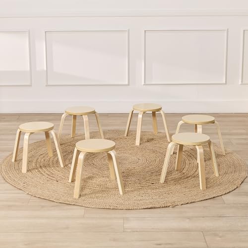 ECR4Kids Bentwood Stackable Stools, Classroom Furniture, Natural, 6-Piece