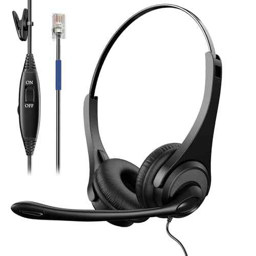 Corded RJ9 Telephone Headset with Noise-Canceling Mic for Cisco Phone Headset, Compatible with Plantronics M10/M12/M22/MX10 Amplifiers and Cisco IP Phone Series 6900/7800/7900/8800/8900/9900