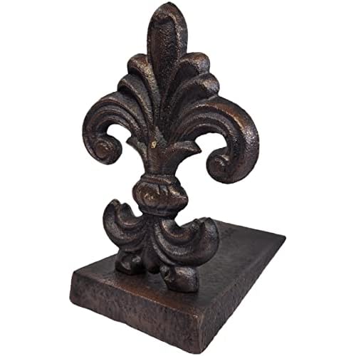 Lulu Decor, Cast Iron Fleur De Lis Door Stop, Royal Door Stopper in Antique Black Finish, 4lbs 1oz