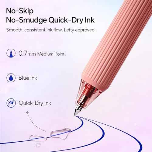 WRITECH Gel Pens Fine Point: Blue Ink 0.7mm Retractable 4ct Smooth Writing with Aesthetic Gradient Color Barrel for Journaling Note Taking Silent Click No Smear Nebula Pen Set