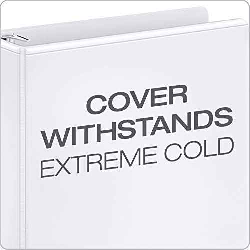 Cardinal 3 Ring Binder, 6 Inch Heavy Duty XtraLife Binder, Locking Slant-D Rings, Crack-Resistant Cover & Spine, ClearVue Covers with Shelf Pull, Holds 1,300 Sheets, White (26366)