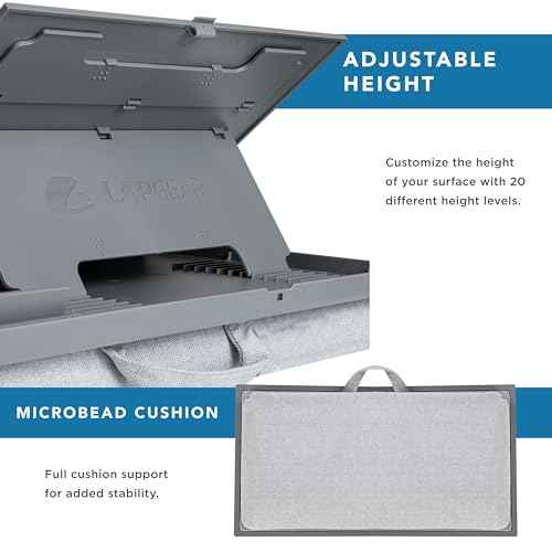 LAPGEAR Ergo Pro Lap Desk with 20 Adjustable Angles, Mouse Pad, and Phone Holder - Gray - Fits up to 15.6 Inch Laptops and Most Tablets - Style No. 49405