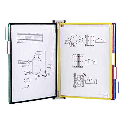 DJOIS by Tarifold - Wall Mount Reference & Display System - Durable Steel Wire Frames- 5 Double-Sided Pockets - 10 Sheet Capacity - Made in France