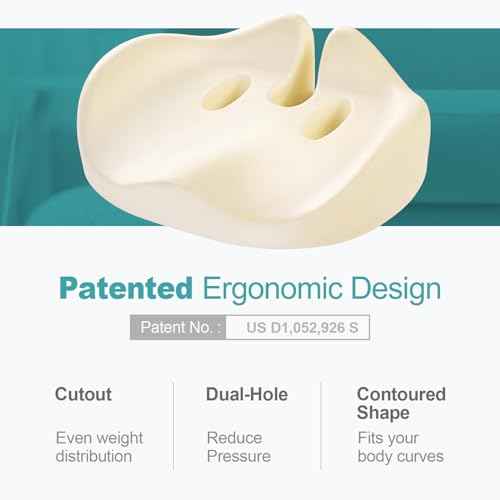 Seat Cushion for Long Sitting Hours on Office/Home Chair, Car, Wheelchair, Memory Foam Sciatica Pain Relief Pillow, Seat Cushion for Hip, Tailbone, Coccyx Pain, Black