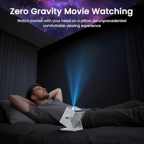 HAPPRUN White 4K Outdoor Projector with Built-in Streaming App, WiFi 6 & Dolby Audio