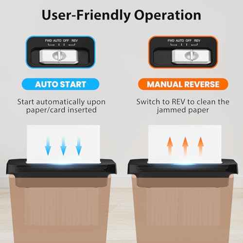 Paper Shredder Without Basket 6-Sheet Strip Cut Shredder for Home Use,Small Document Shredding Machine for Office,Shred Staple/Card,Mini Portable with Extendable Arm,Jam Proof