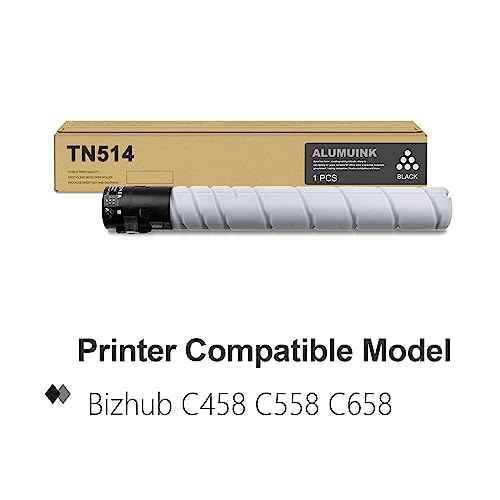 TN514 TN514K Black Toner Cartridge, 1-Pack A9E8130 TN-514K TN 514 TN516 TN515 TN513 TN512 TN324 TN326 Replacement for Konica Minolta Bizhub C458 C558 C658 308E 368E 454E 458E 554E 558E 658E Printer