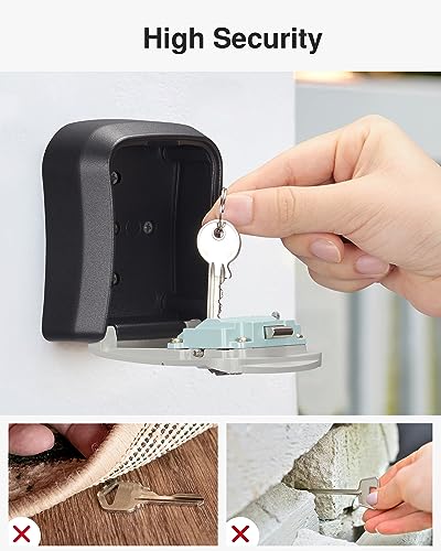 Puroma Wall-Mounted Key Lock Box Safe with Combination Code, Grey - Secure Home & Office Storage