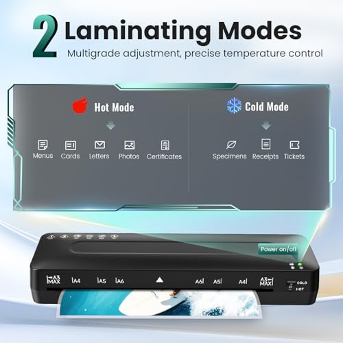 Laminator Machine 11x17 Laminator - 13 Inch Cold Thermal Laminators Machine with Laminating Sheets, A3 Personal Laminators for Teachers, Laminating Machine 90s Warm-Up No Jam for Home Office School