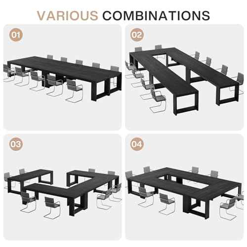Tribesigns 7 ft Conference Table for 6 to 8 People, Modern Rectangle Meeting Room Desk for Boardroom, Home Office (Black)
