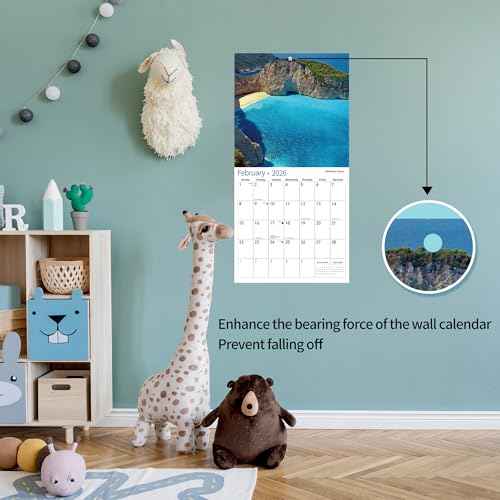 2026 Wall Calendar,Calendar 2026, November 2025 - December 2026, Wall Calendar BEACHES, 12" x 24" Opened,Full Page Months Thick & Sturdy Paper for Calendar Organizing & Planning