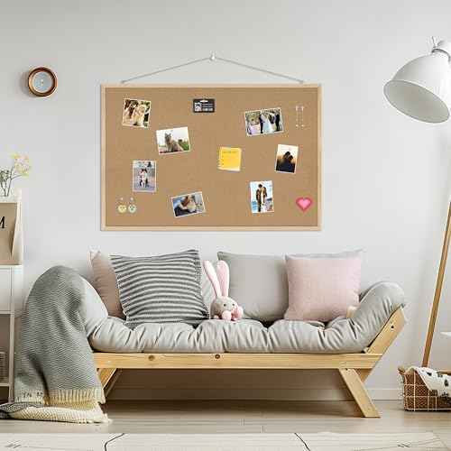 Cork Board Bulletin Board,36x24 Cork Board for Office with Pin Oak Wood Boards,Message Board or Vision Board Decoration.