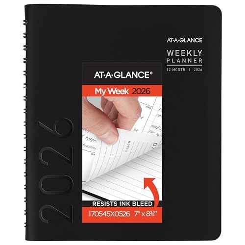 AT-A-GLANCE 2026 Planner, Weekly & Monthly, 7" x 8.75", Medium, Contemporary Lite, Black (70545X0526)