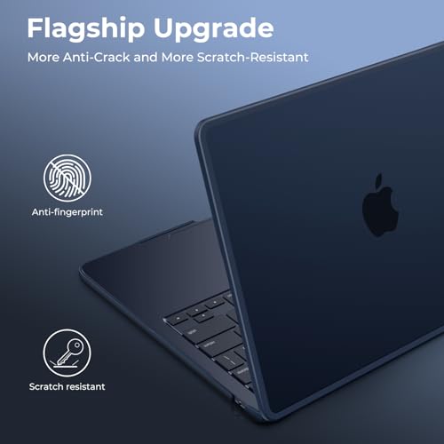 BlueSwan Frosted Midnight Anti-Cracking MacBook Air 13.6-inch Case for M2/M3/M4/M5 2022-2026