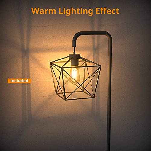 LEPOWER Floor Lamp, Black Floor Lamp with LED Edison Light, 2800K E26 Rustic Standing Lamp, Farmhouse Floor Lamps for Living Room, Bedroom