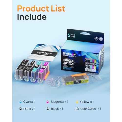 E-Z Ink Compatible Tr8620a Ink Cartridge Replacement for Canon PGI-280XXL CLI-281XXL 280 XXL 281 XXL Compatible with TR8520 TR8620a TR8620 TS702a TS9520 TS9521C TR8520 TS6220 TS6320 TS8220 (5 Pack)