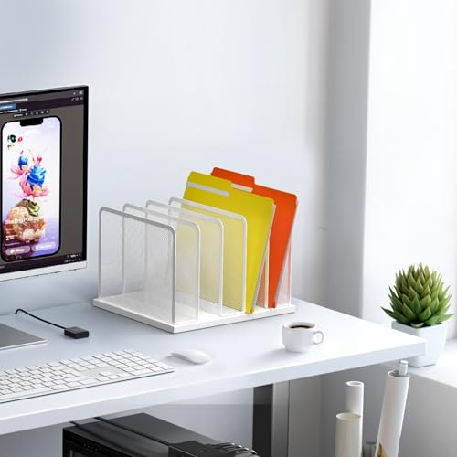 Kuntine.B White 5-Section Upright Desk File Organizer - 1 Pack