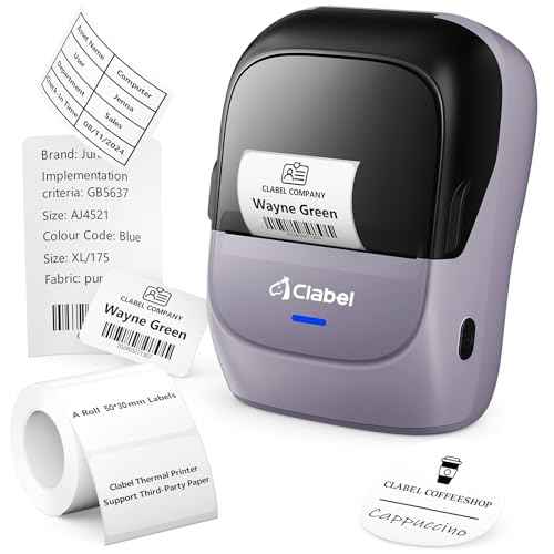 CLABEL Label Maker Machine with Tape: 221B Inkless Label Printer Handheld Barcode Printer Compatible with Phone & PC for Retail School Office Clothing