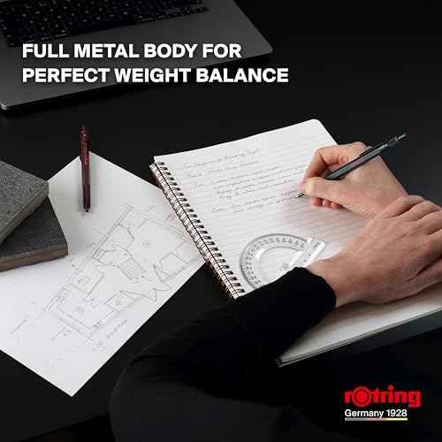 Rotring 600 Ballpoint Pen | Medium Point | Black Ink | All-Metal Body Pen | Dark Stone | Non-Slip Knurled Grip & Hexagonal Barrel | Refillable