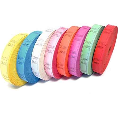 8 Pack Blank Roll Tickets - 2000 Tickets per Roll (16,000 Total), Assorted Colors for Raffle, Carnival, Auction, Fundraiser, Bingo or Drink Events