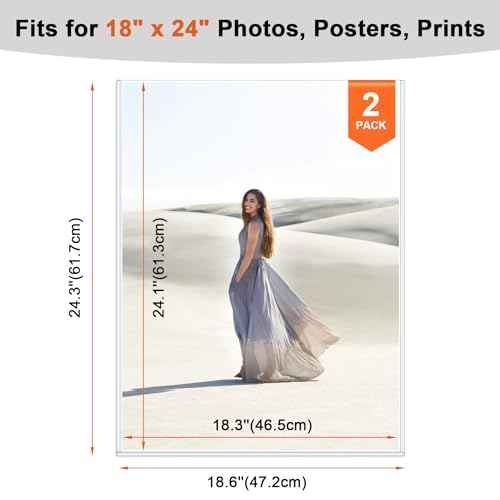 Ndsox 2 Pack 18" x 24" Rigid Print Protectors Clear Hard Plastic Sheet Poster Protectors Photo Sleeves Top Loading Rigid Newspaper Page Holders for Photographs, Presentations, Artwork, Sheet Music
