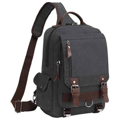 BASICPOWER Laptop Sling Bag for Men Women, Sling Backpack Crossbody Bag Fits 14 inch Computer with USB Port Anti-theft