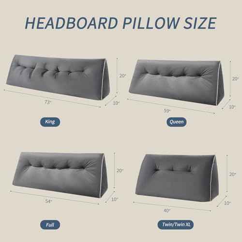Headboard Wedge Pillows Twin/Twin XL, Ergonomic Bed Triangular Headboard Pillow, Thickened Backrest Cushion for Reading in Dorm Bed Sofa, Dark Grey, 39in