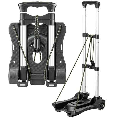 Small Folding Hand Truck Dolly with 2 Wheels, Lightweight Aluminum Foldable Luggage Cart, Collapsible Cart Portable Dolly for Airport Travel Moving Use