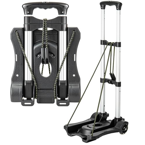 Vsaikeo 15.6x10.6x3.2 Inch Foldable Hand Truck Dolly with 2 Wheels, Lightweight Portable Luggage Cart