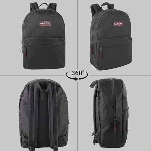 Trail maker Classic 17 inch Backpacks with Adjustable Padded Straps | School Backpacks for Girls, Boys (Black)