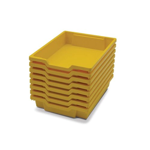 Gratnells Shallow F1 Storage Tray, Pack of 8, Heavy Duty School, Industrial & Utility Storage Bins, 12.3" x 16.8" x 3" (Sunshine Yellow)