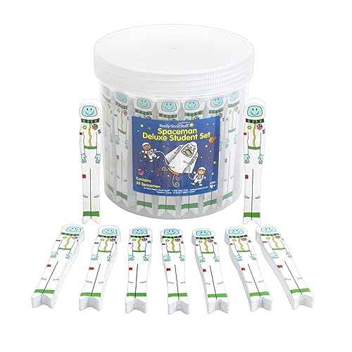 Really Good Stuff Spaceman Deluxe Student Set - 30 Spacemen with Reusable Storage Container, Writing Spacers for Kids, Learning Tool, Finger Spacing, Preschool & Kindergarten Classroom Must Haves