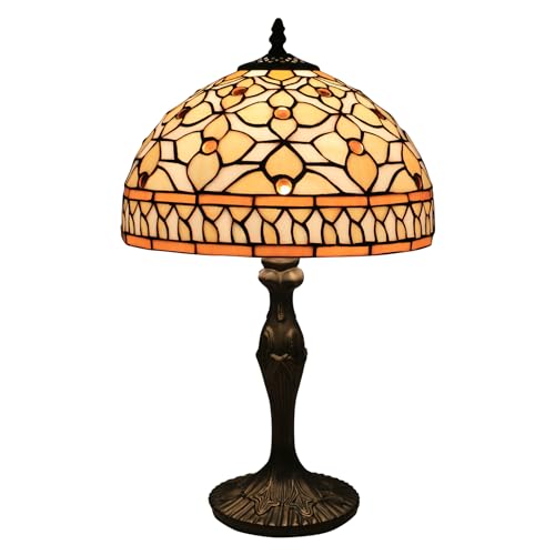 Tiffany Style Table Lamp Glass Bedside Lamp Antique Luxurious Bedside Desk Reading Light Desk Light Metal Base Decor Bedroom Living Room Home Office (HE128619AT)