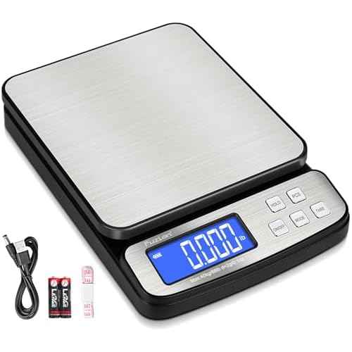 Fuzion Digital Shipping Postal Scale - 88lb x 0.1oz, Stainless Steel Platform, 5 Units, Hold/Tare/PCS Counting, Easy Calibration, Large LCD, Scale for Packages, All-in-1 Shipping Scale