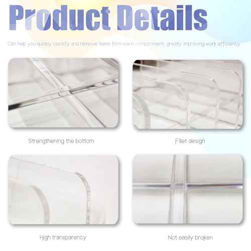 LUOKER Acrylic Mail Organizer - 2 Pcs CD Holder With 7 Compartments, 7 x 5 x 1.57 Transparent Countertop Envelope Organizer for Office, Home Desk