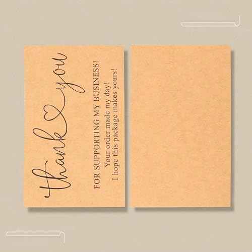 200Pcs Brown Thank You for Supporting My Business Cards,2 x 3.5 Inches / 9 x 5 cm Small Bulk Customer Appreciation Card for Small Business Packaging Supplies