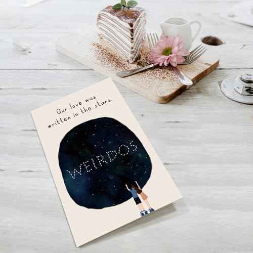 Supoeguk Funny Weird Couple Anniversary Card, Romantic Starry Sky Anniversary Card, Love Card, Our Love Was Written in The Stars