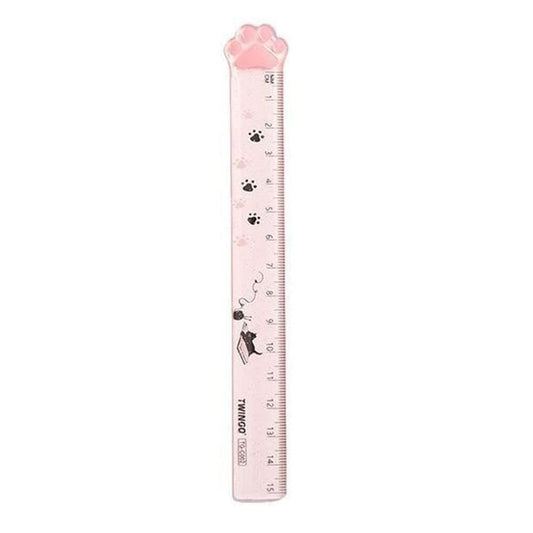 Skiennix Pink Cat's Claw Ruler - Cute 15CM Plastic Measuring Tool for School Supplies