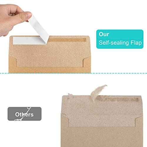 50 Pack Brown Kraft Envelopes, 5x7 Envelopes for Invitations, A7 Invitation Envelopes for Personalize Gift Cards, Wedding, Baby Shower, Birthday Party