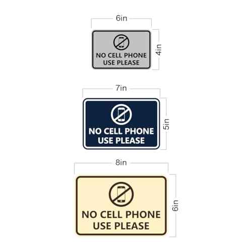 Signs ByLITA Classic Framed No Cell Phone Use Please (Brushed Gold) - Medium 5 Pack