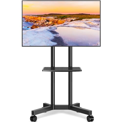 Mobile TV Stand with Upgraded 360° Locking Wheels, Fits 32-75 Inch TVs (Up to 88 lbs) - TAVR Furniture